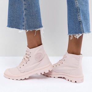 monochrome pink palladium high tops